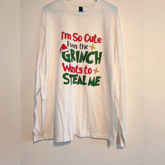 Hand Crafted Tops - I'm so cute! Even the Grinch wants to steal me Christmas shirt size large nwt
